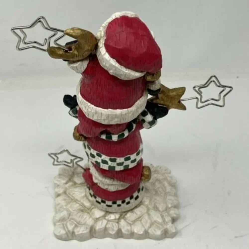 Christmas Stocking Holder Stacked Santa Claus Mantel Shelf Metal‎ Hook Photo